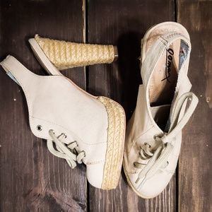 Jomax / Canvas and jute lace up platform heels